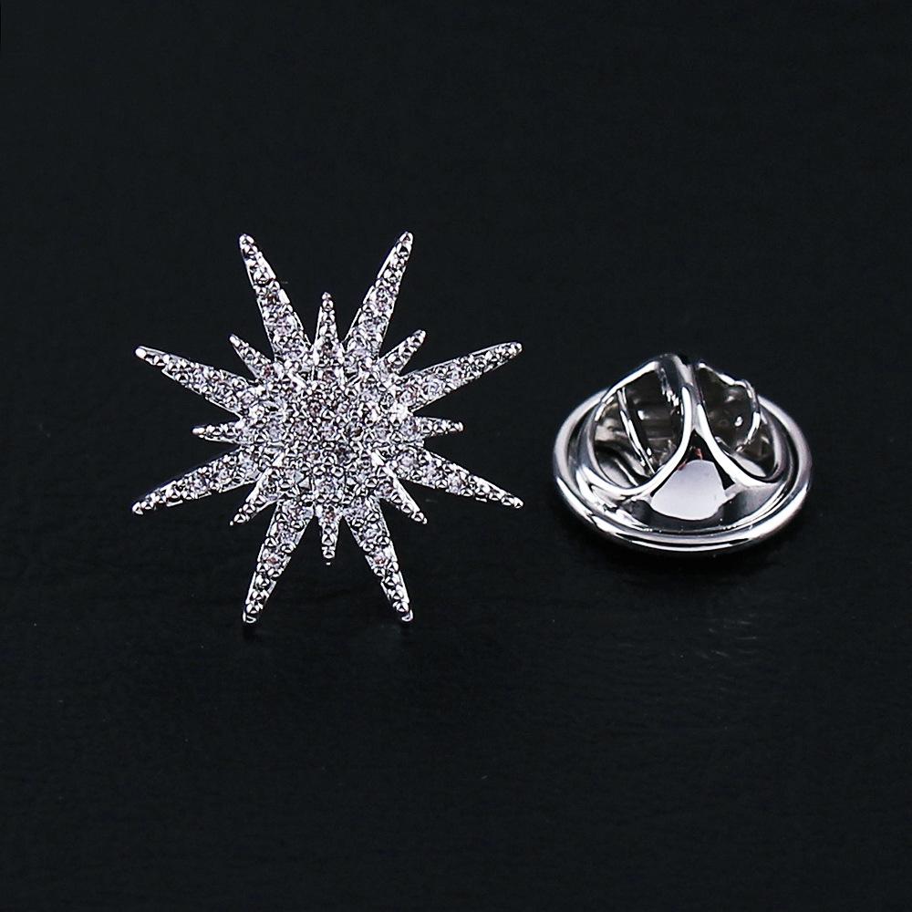 Hexagram High-End Men s  Women s Luxury Star Brooch with Micro-Paved Zirconia - Anti-Exposure Accessory