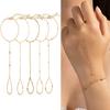 Niche Gentle Style Golden Beaded Finger-connected Bracelet, Integrated Ring Bracelet
