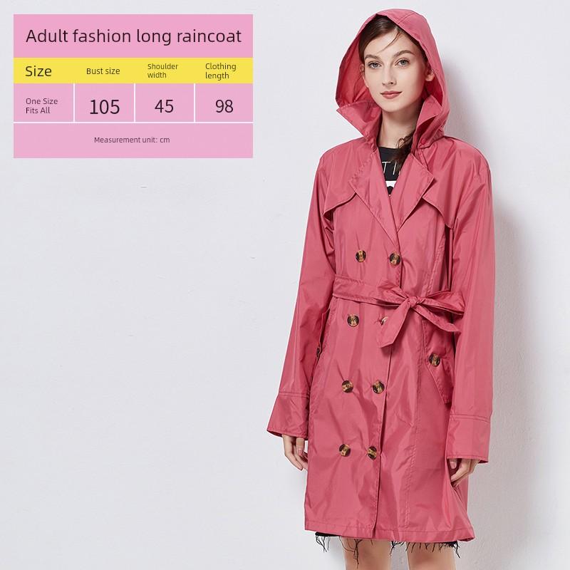 Fashion Retro Double Breasted Fitted Waist Trench Coat Raincoat Adult Women Outwear Poncho Mid Length Long Length Travel Big Belt