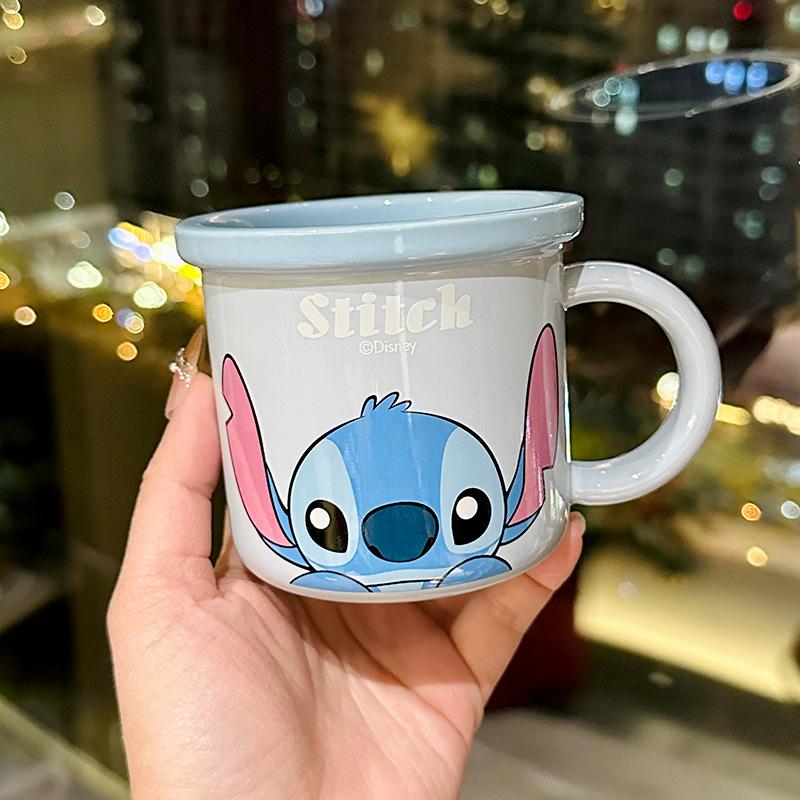 Милая мультяшная керамическая кружка Стич Клубничка Винни Пу IP Чашка для воды Домашняя чашка для завтрака Сувенир 340mll