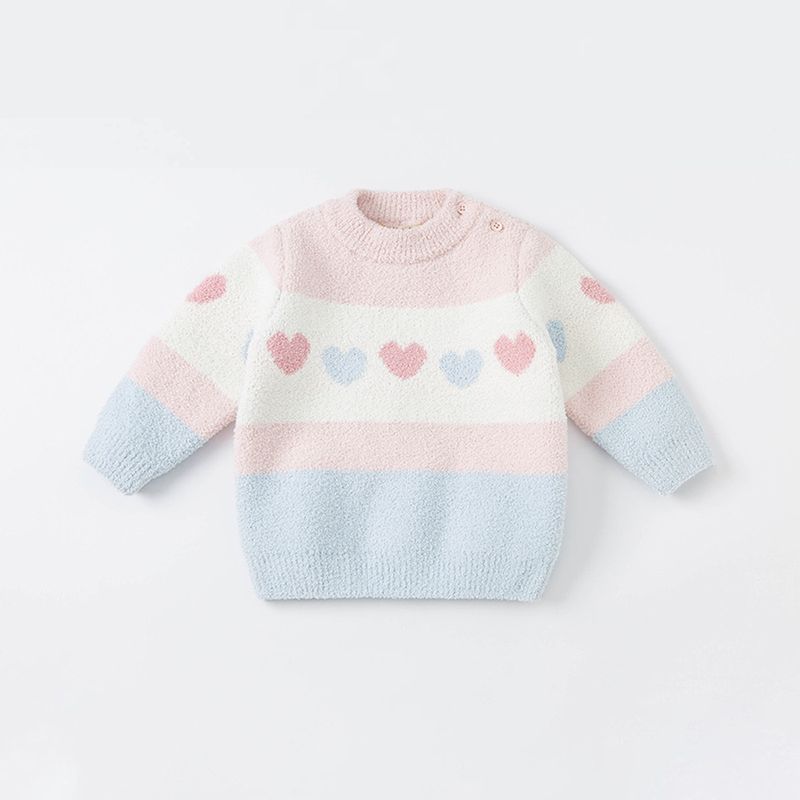 Autumn Winter Coat Pullover Western Style Chenille Children s Clothing Pink [Ready in Stock] 110