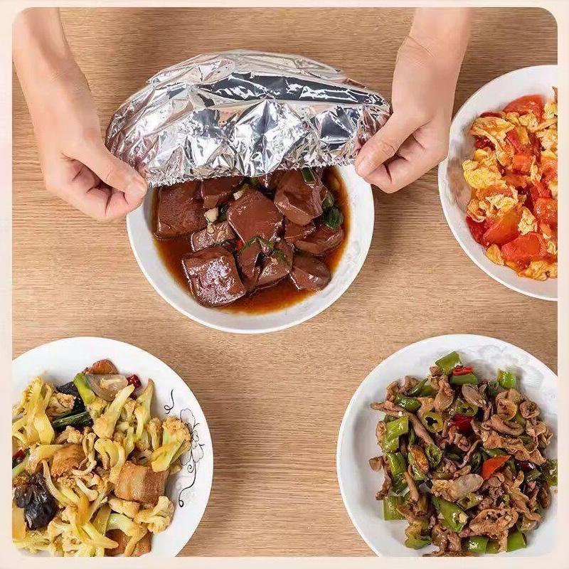 10/20/30/50Pcs Aluminum Foil Film Food Cover Food Grade Disposable Food Covers Saran Wrap Fruit Vegetable Fresh-Keeping Lids