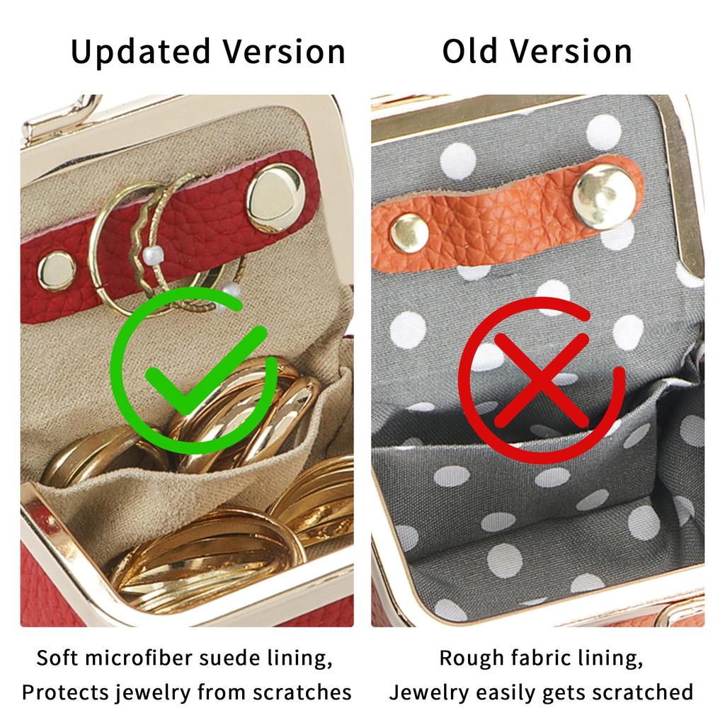 Royal Bagger Genuine Leather Mini Jewelry Box Women's Coin Purse Solid Color Kiss Lock Change Pouch Casual Style Small Storage Bag for Women 1894