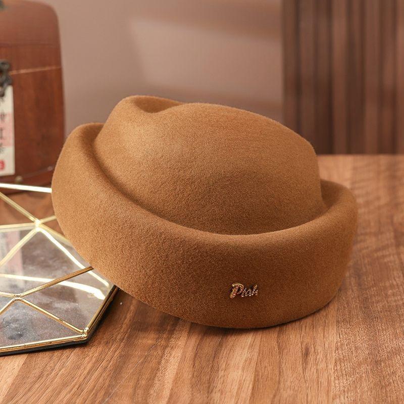Women's Hat  Autumn Winter British Small Hat Women's Retro Beret Wool Hat