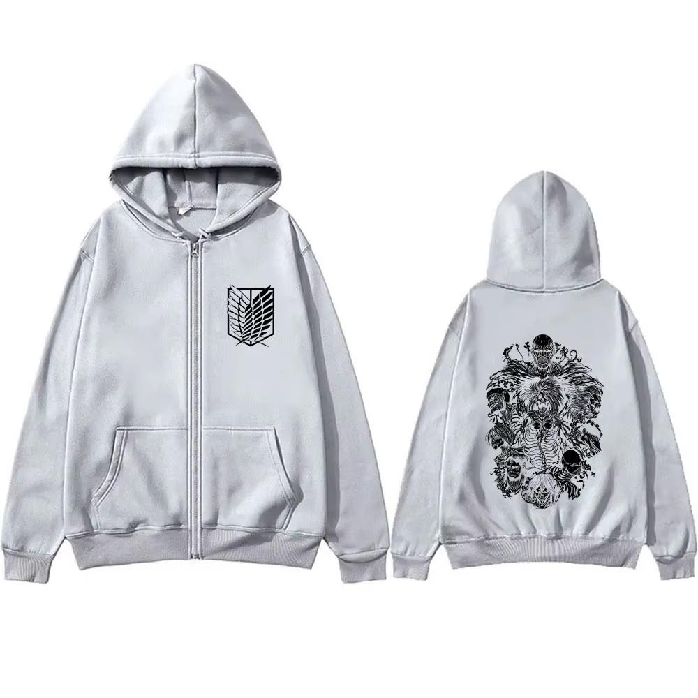 Anime Útok titánů Eren Jaeger Grafická mikina s kapucí na zip Potisk kostry Bunda na zip Pánská Dámská Kreslený Manga Merch Mikina