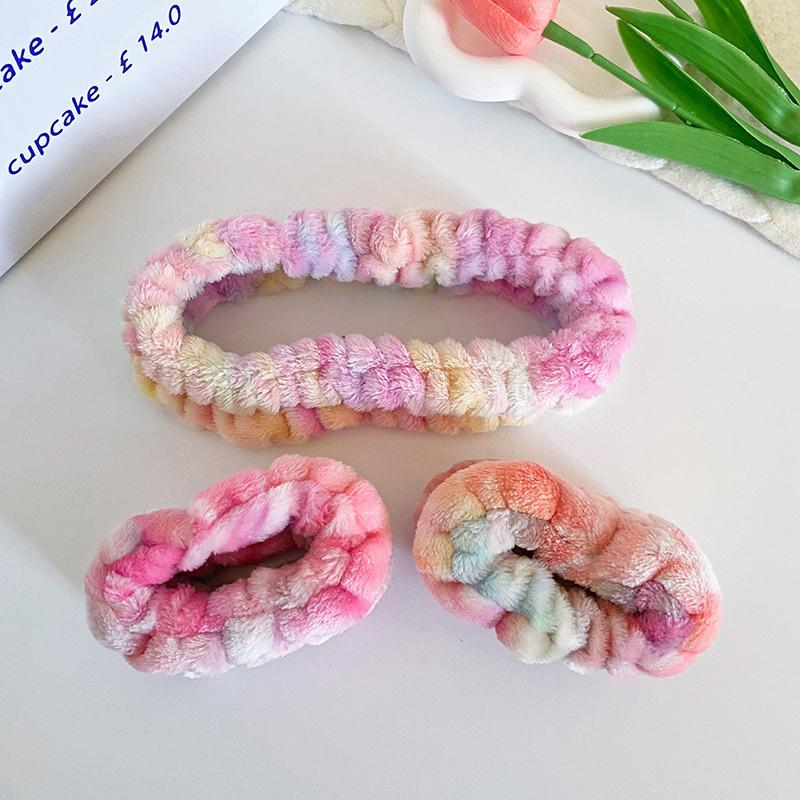 Chic Tie Dyed Soft Warm Coral Fleece Headbands for Women Ladies Spa Yoga Dress Up Washing Face Hairbands Turban Head Wears