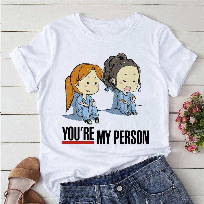 Greys Anatomy You Are My Person Women T Shirt Casual O-Neck T-Shirt Femme Tops Fashion Streetwear Kawaii Tshirt Lady Clothing