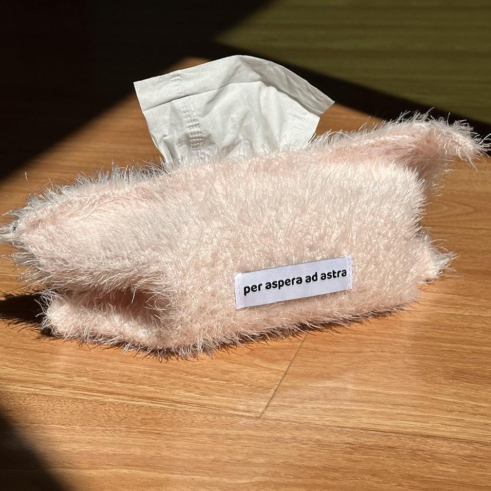 Solid Color Yarn Fabric Tissue Bag Household Tissue Holder Bedside Storage Bag Hanging Tissue Pouch High Quality No Lint