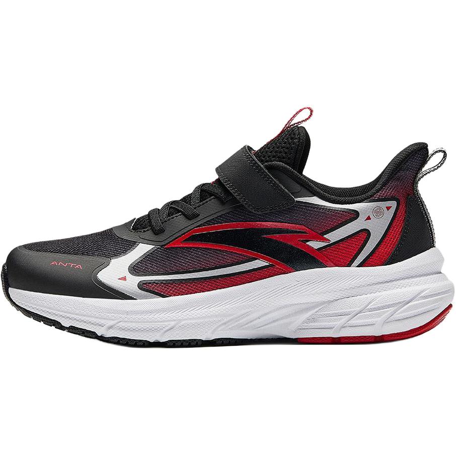 Anta Kids Soft Comfortable Lightweight Velcro Low-Top Running Shoes Kids sneaker Black Classic-Red 312445536-3