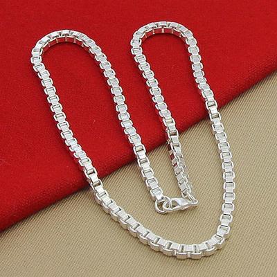 2022 Selling Box Chain Necklace Fine Jewelry 925 Silver 4MM Width Chain Link Necklaces for Women Men Best Jewelry Gift
