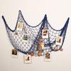 Wall Mounted Photo Hanging Fishing Net with Shells Coastal Style Net Display Wall Decor Bohemian Multi-size Beach Theme Decor