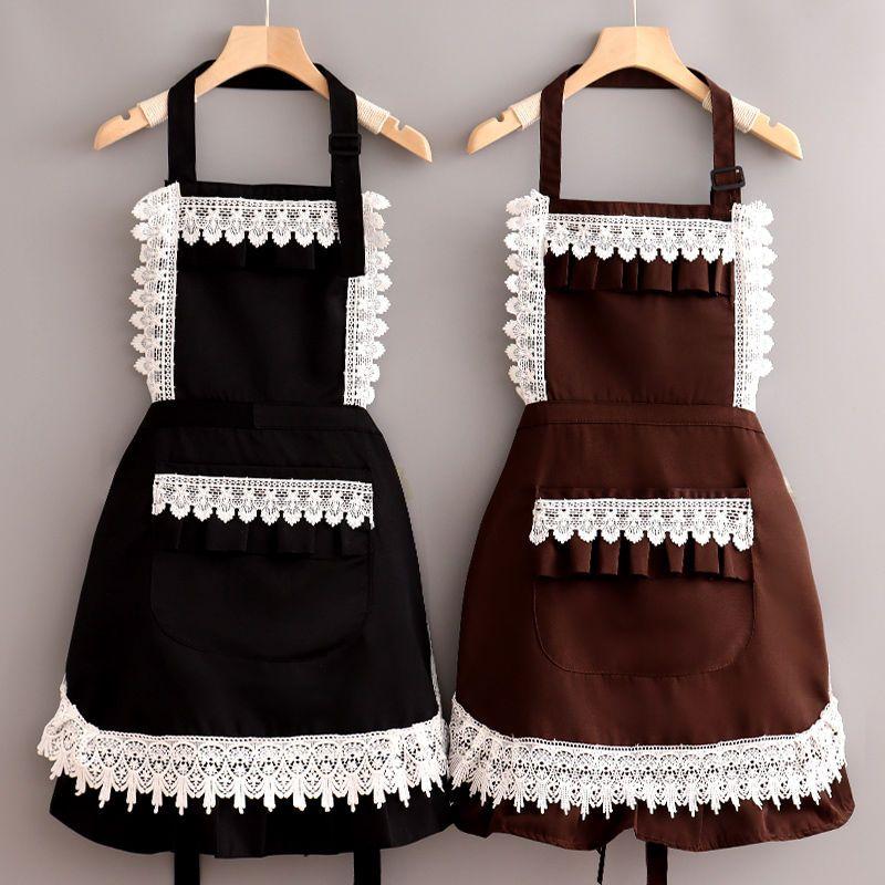 Fashion Princess Short Lace Apron Breathable Waterproof Maid Summer Foreign Style Workwear Beauty Shop Household Cleaning Tools