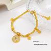 Gold-Plated Diamond Copper Coin Bracelet: Women's Chinese-Style Beaded Jewelry