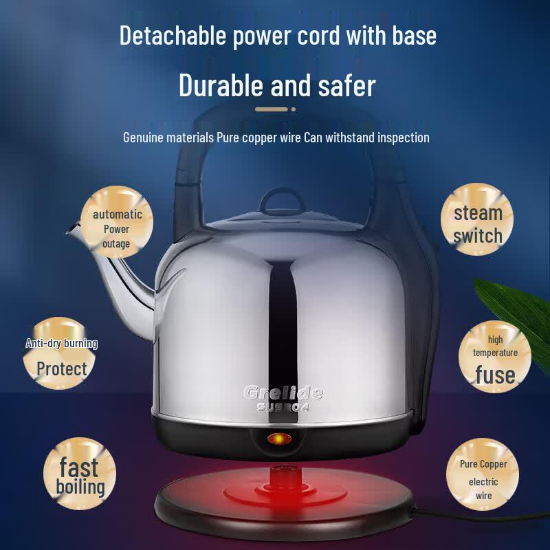 Grelide 5L 2000W 304 Stainless Steel Electric Kettle CN plug (adapter included)