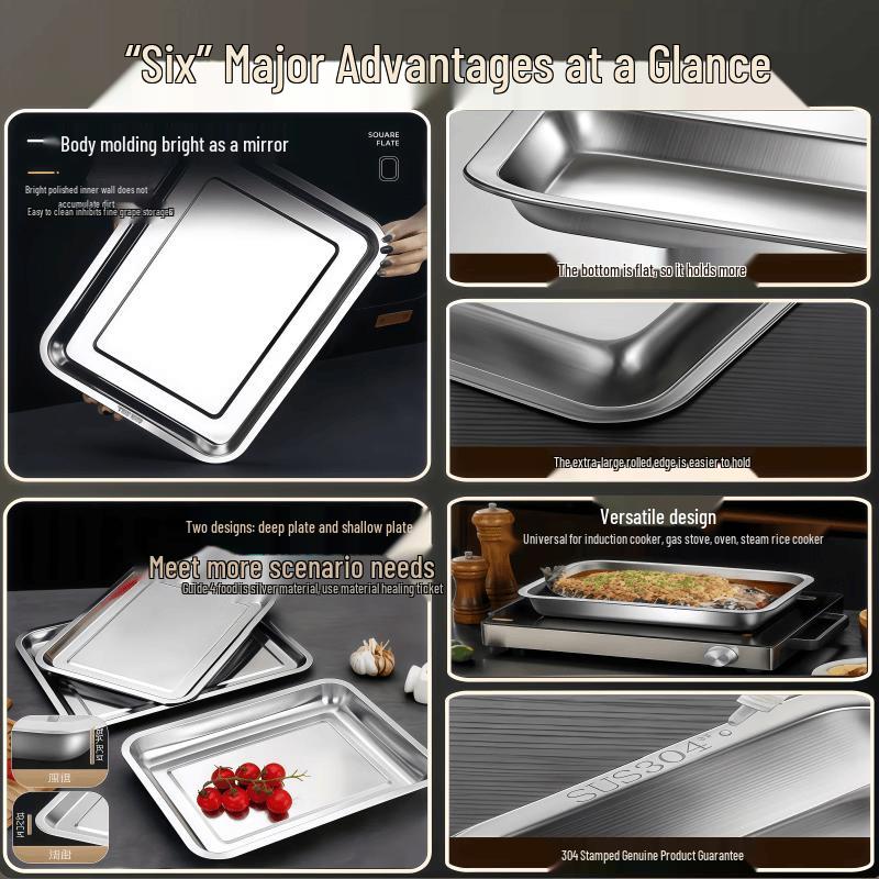 Ally 304 Stainless Steel Deep Rectangular Tray