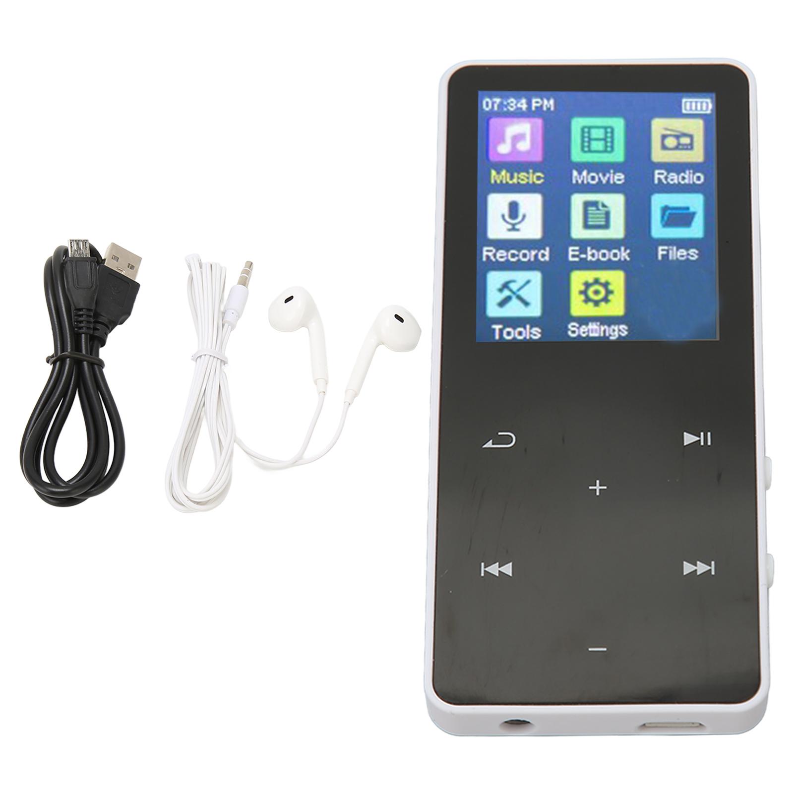 

MP3 MP4 плеер 1,8-дюймовый сенсорный экран Bluetooth 5.0 HiFi Loseless легкий портативный музыкальный плеер белый