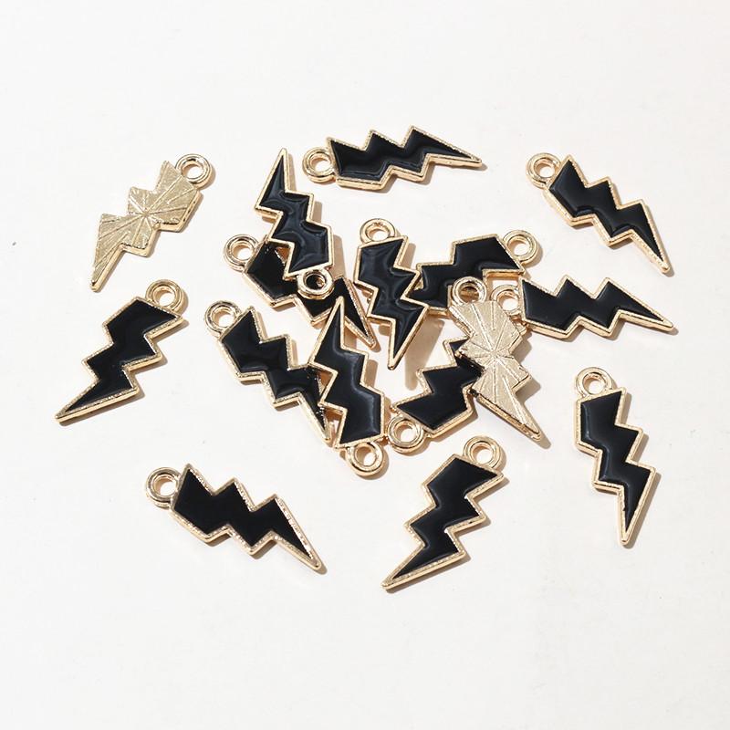 20Pcs 7*20mm Random Colors Mix New Alloy Metal Drop Oil Lightning Charms Nature Pendant For DIY Bracelet Necklace Jewelry Making