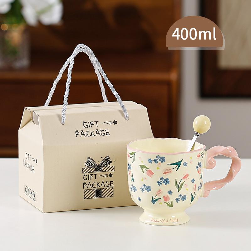 Ceramic Goblet Gift Box for Teacher Cup Souvenir Mug Underglaze Colored Water Cup for Household Coffee Cup for Women