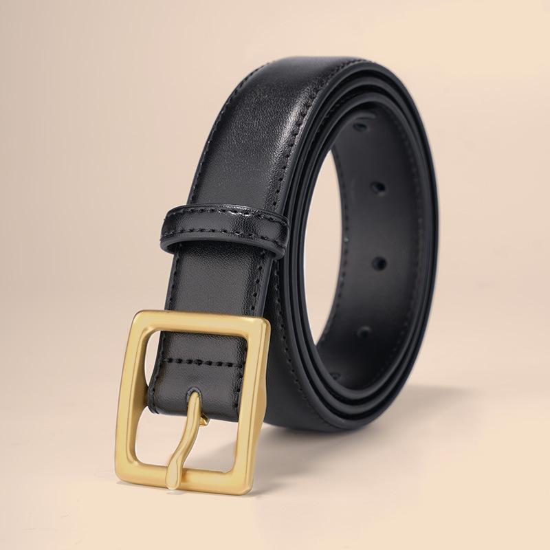 New Genuine Leather Belt for Women with Versatile Pin Buckle Simple Personality with Jeans Texture Belt Casual Niche Belt