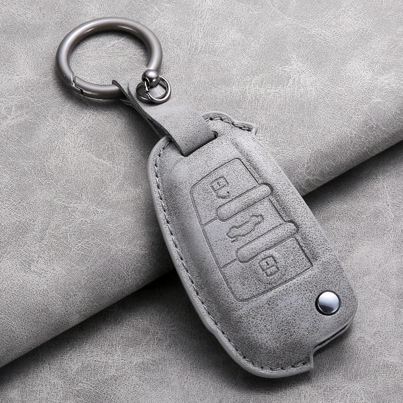 Car Key Case Cover For A1 A3 A6 A6L Q2 Q3 Q7 TTS R8 S6 RS3 Leather Car Key Shell Accessories