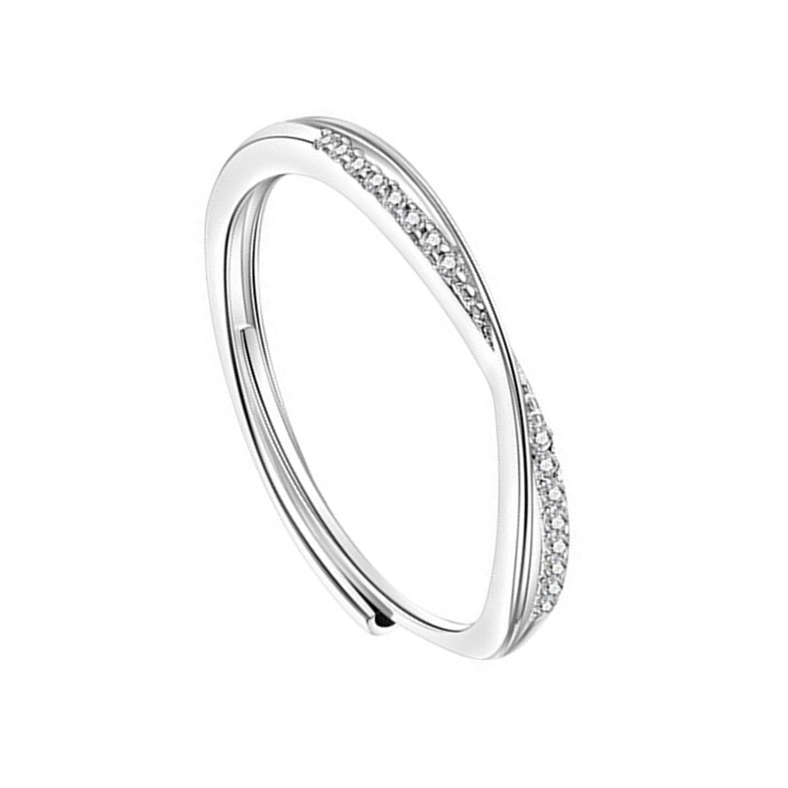 

Elegant Adjustable Sturdy Alloy Crossed Line Rings for Women Casual Wear for Engagement Wedding and Anniversary серебряный