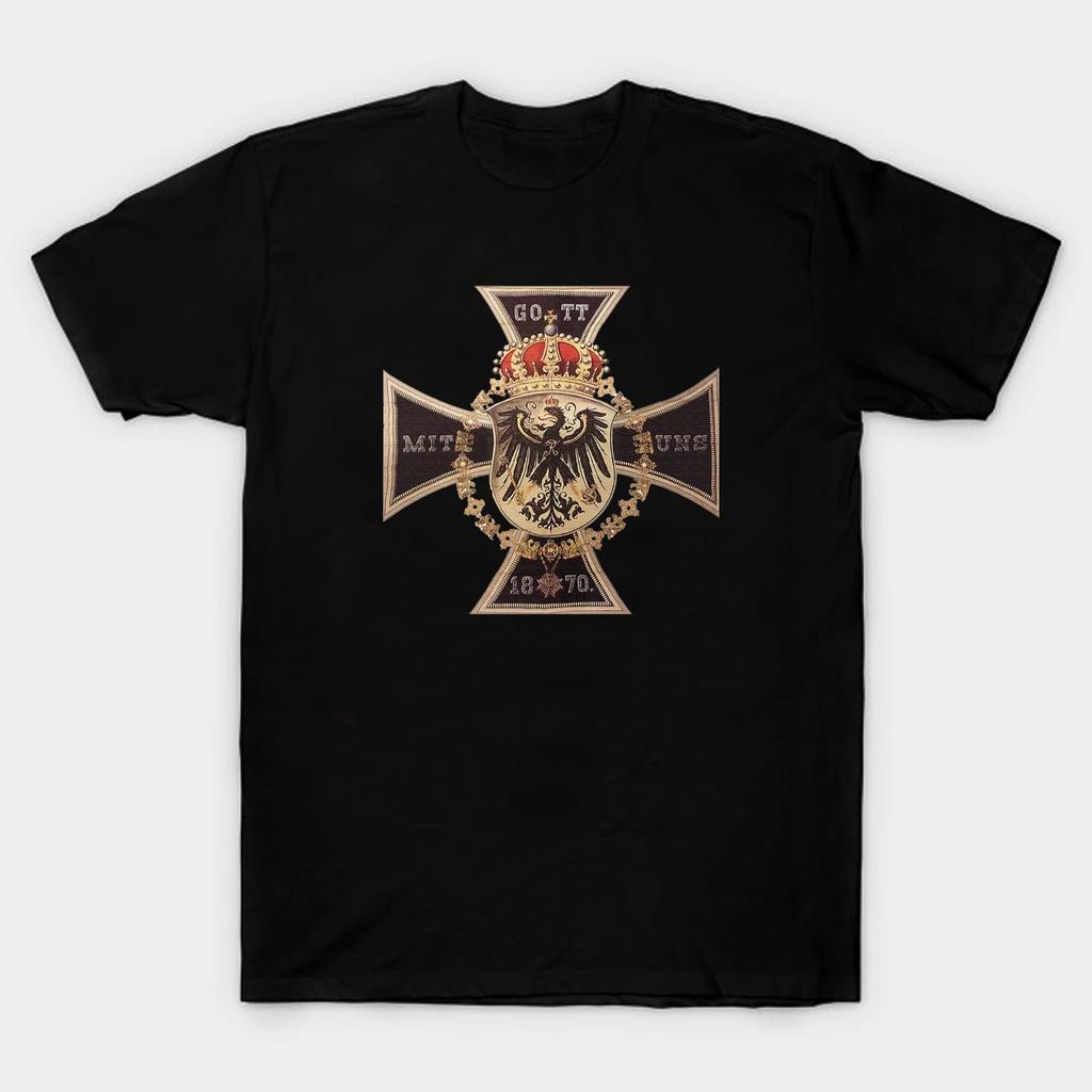 Cool Design 1870 War Prussian King Battle Flag Iron Cross Medal Printed Mens TShirt Summer Cotton Short Sleeve ONeck T Shirt