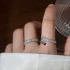 Elegant Korean 925 Sterling Silver Zircon Open Ring For Women Fashionable Unique Design