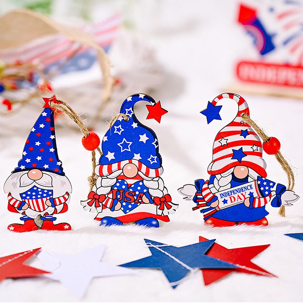 Independence Day Wooden Box Pendant Desktop Decoration Tree Hanging