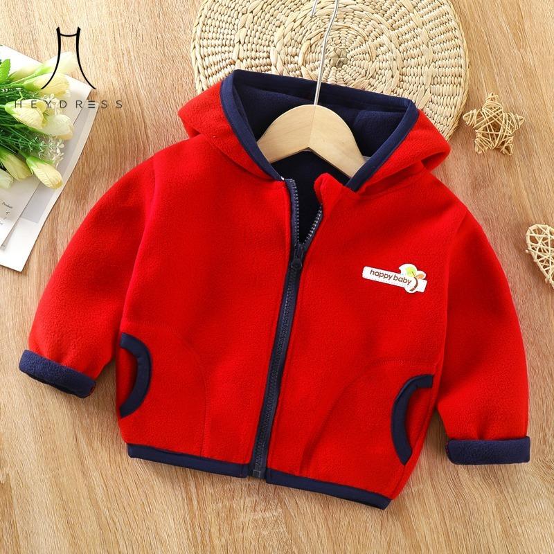 Children Fleece-lined Sweatshirt Autumn  Winter New Boys and Girls Clothing Children Hooded Top Baby Fleece Coat