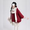 2024 Women's Winter Red Frog Button Coat & Tulip Pants Christmas Set