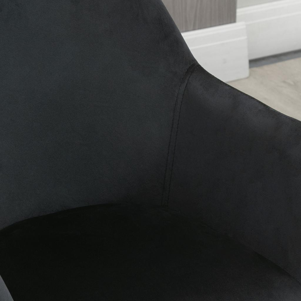 Dining Chairs, Set of 2, Modern Design, Velvet Look, Rubberwood, 54x57x80 cm, Black
