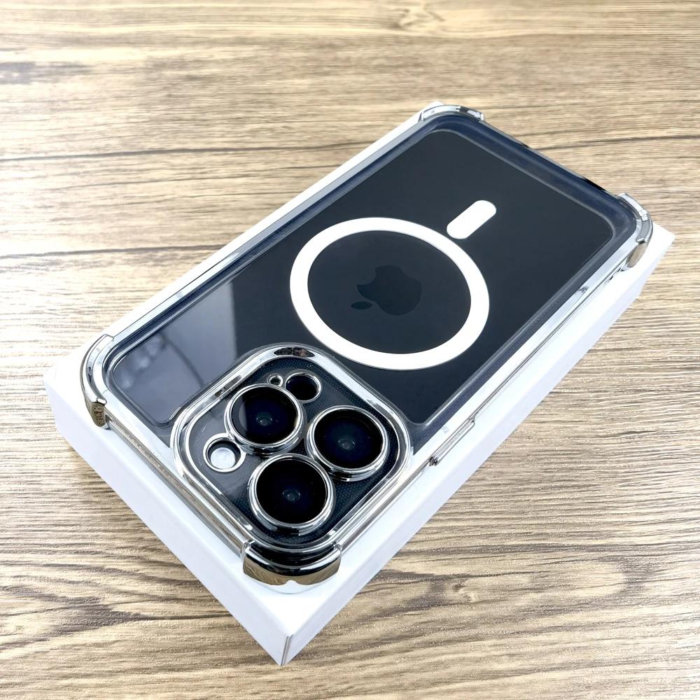 

Противоударная подушка безопасности с покрытием для беспроводного зарядного чехла Magsafe для iPhone 15 14 13 12 Pro Max, противоударные магнитные чехлы с защитой от падения For iPhone13 Pro Max