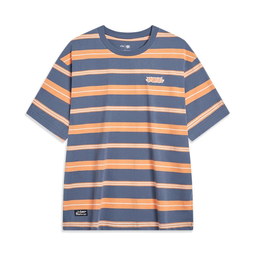 Li Ning X Og Slick Collaboration Skateboard Series Striped Sweat-Absorbing Loose Round Neck Short Sleeve T-Shirt Unisex Tops AHST479-5