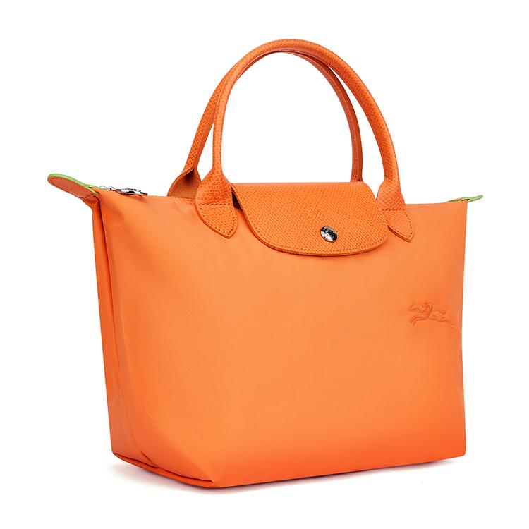 Longchamp Le Pliage Green Recycled Canvas Shoulder Tote Bag Small Women Bags Orange 1621919P54
