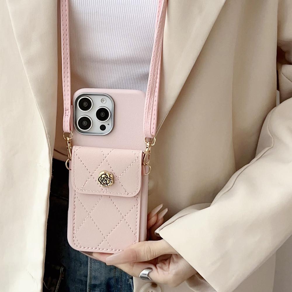 Phone Case For Samsung S25 S24 S23 S22 Ultra S21 Plus S20 FE Note 20 3D Flower Leather Wallet Card Bag Crossbody Lanyard Cover
