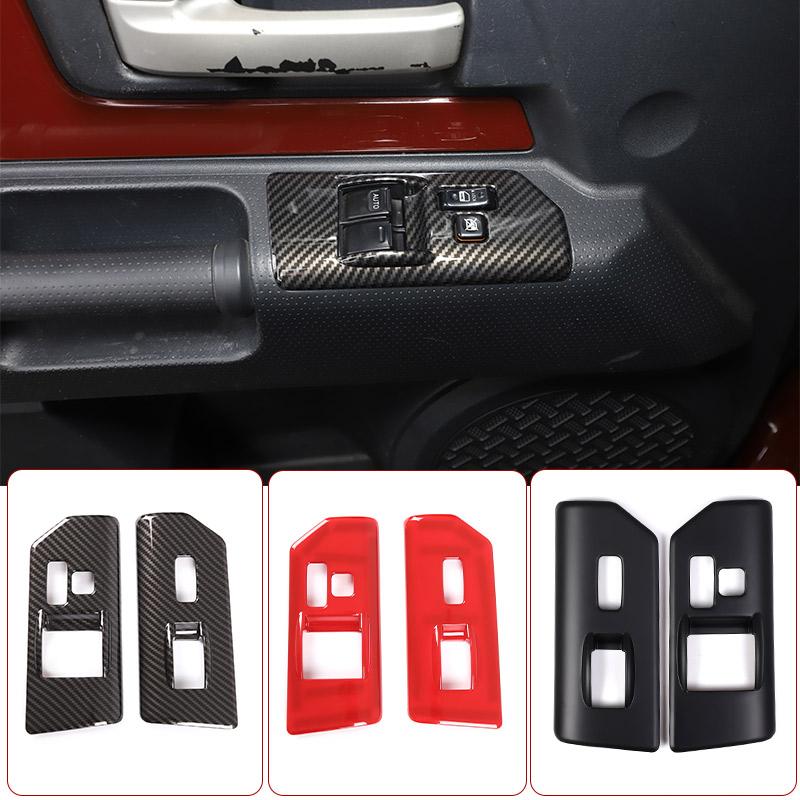 For Toyota FJ Cruiser 2007-2026 ABS Carbon Fiber/Red Car Glass Lift Button Decorative Frame Sticker Car Interior Accessories