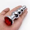 Metal Anal Plug 5 Bead Anal Dilator Jewel Base Butt Plug G-Point Massage Adult Pleasure Sex Toy for Sexual Wellness