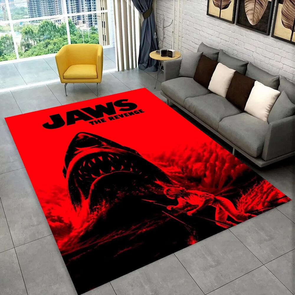 3D Jaws Horror Movie Shark Area Rug,Carpet Rug for Living Room Bedroom Sofa Doormat Decoration,kids Play Non-slip Floor Mat