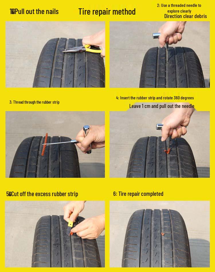 24, 46, 62-Piece Tire Repair Kit: First Aid, Tools, Cloth Bag for Car, Motorcycle & Electric Vehicle