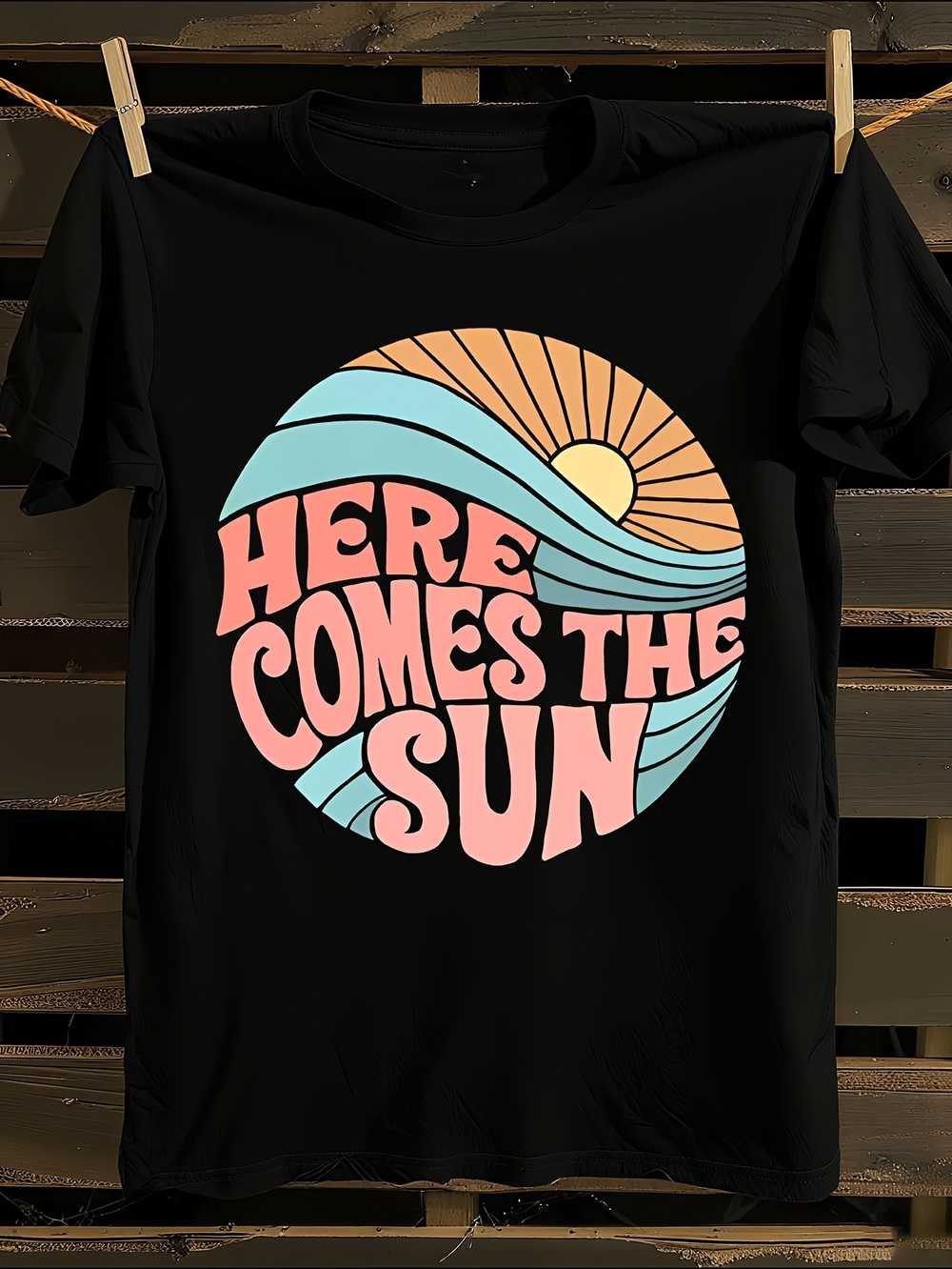 Pink Retro Here Comes The Sun T-Shirt XXL