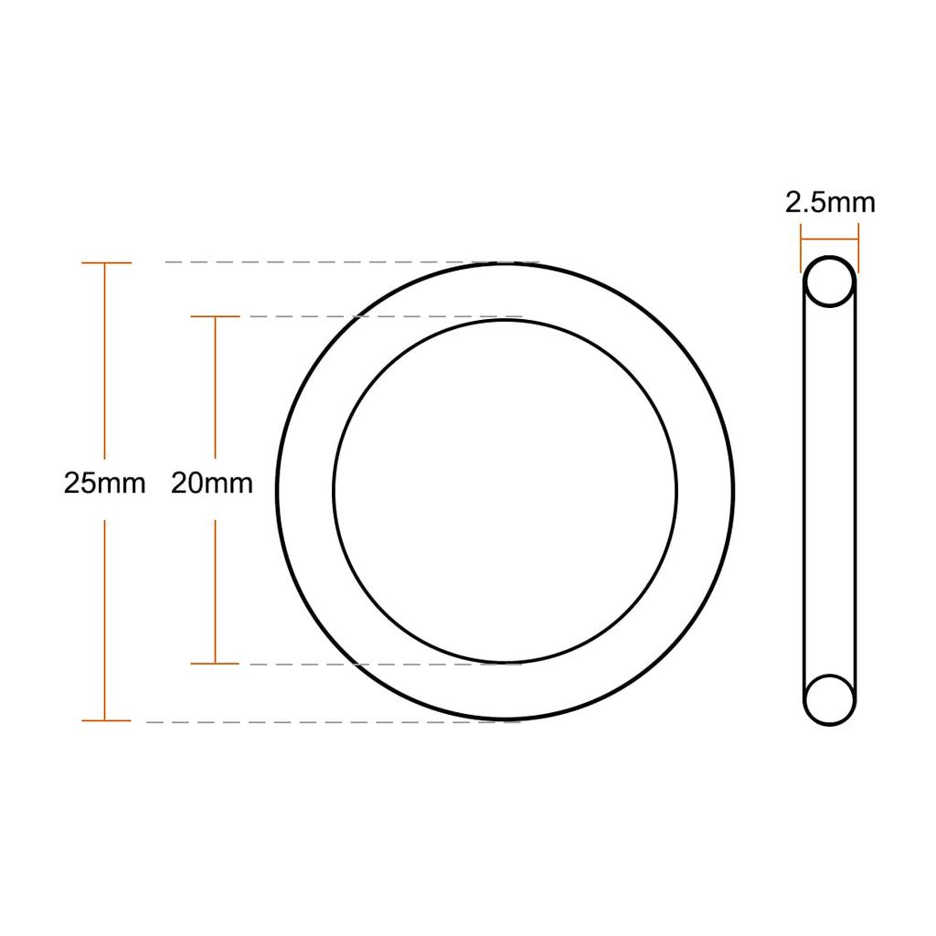 uxcell Rubber O-Ring FKM Seal Gasket Outer Diameter 1.0 inch (25 mm) Inner Diameter