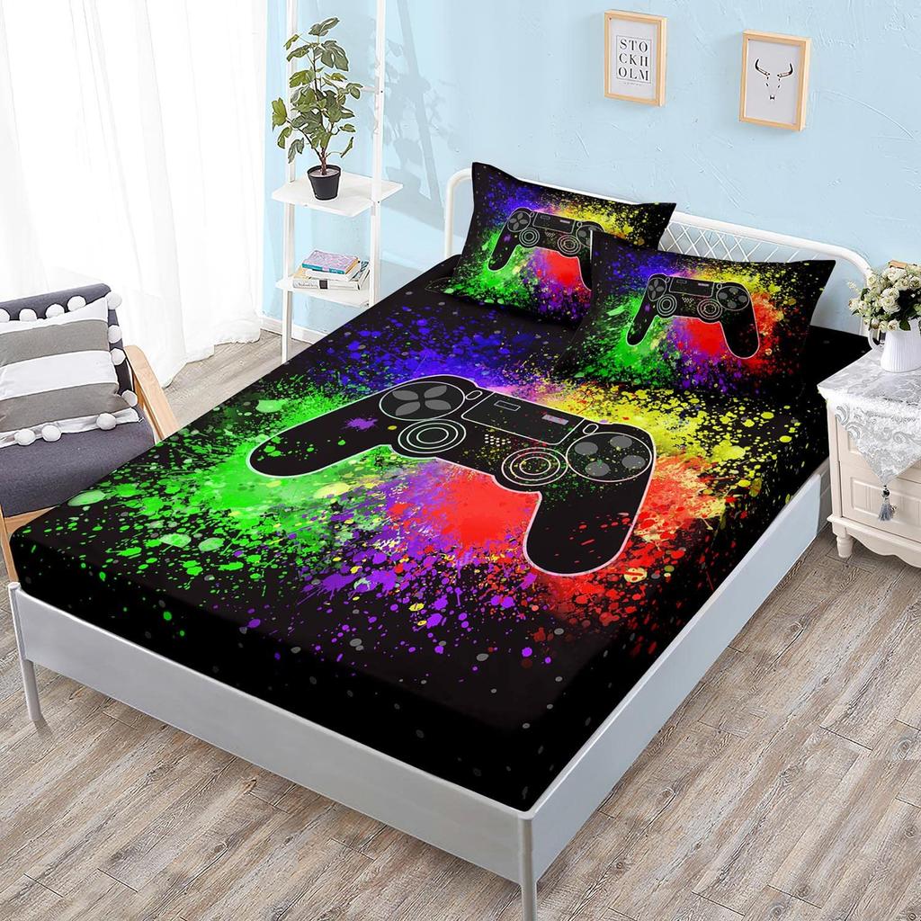 Color Star Theme Pattern Mattress Three-Piece Digital Printing Bedding Set Adult Children
