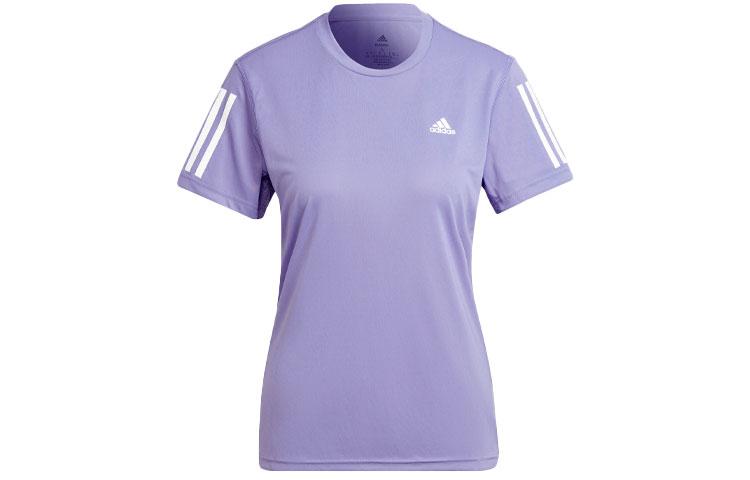 Adidas Running T Shirts Women s Light Purple Crew Neck Moderate Straight Fit HC1748 XL