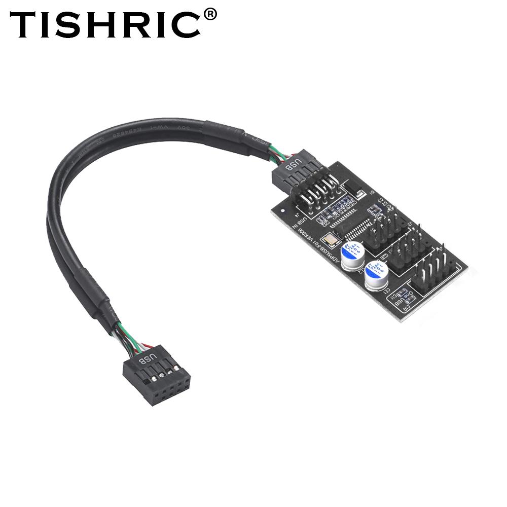 TISHRIC USB 2.0 9Pin USB Hub Male 1 To 3 Female Extension Cable USB Splitter USB Adapter Expansion Card For Desktop Motherboard