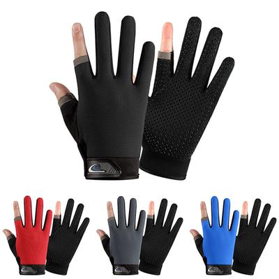 Sommer Angelhandschuhe für Männer und Frauen, Zwei-Finger-Cut, Touchscreen, rutschfest, sonnenbeständig, atmungsaktiv, Fahrrad-Fitnesshandschuhe