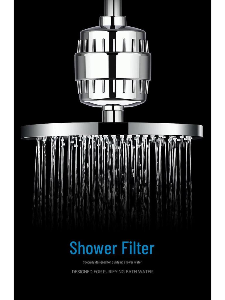High-Flow 15-Stage Shower Filter: Removes Residual Chlorine & Beautifies Skin with 20-Layer Filter