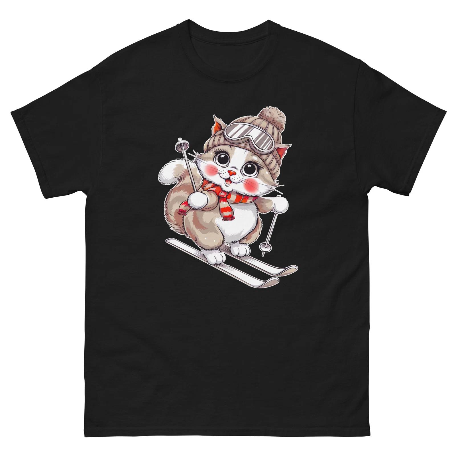Ragdoll Cat Skiing Fun Ski Skier Shirt T-Shirt L