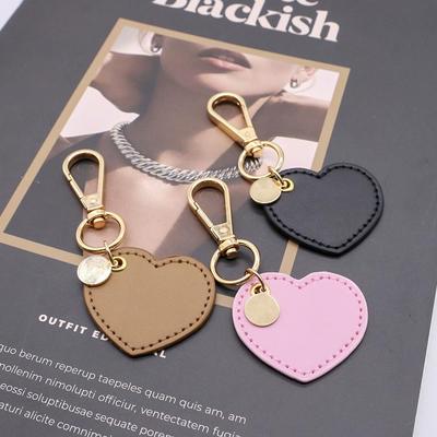 Nordic Style PU Leather Peach Heart Keychain Bag Pendant - Fashion Decorative Accessory
