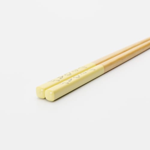 Sunny Life Design Wakasa Lacquer Chopsticks for Kids, Dishwasher Safe, Natural Wood, 18cm, DINO Design, Yellow, Made In Japan, 146910