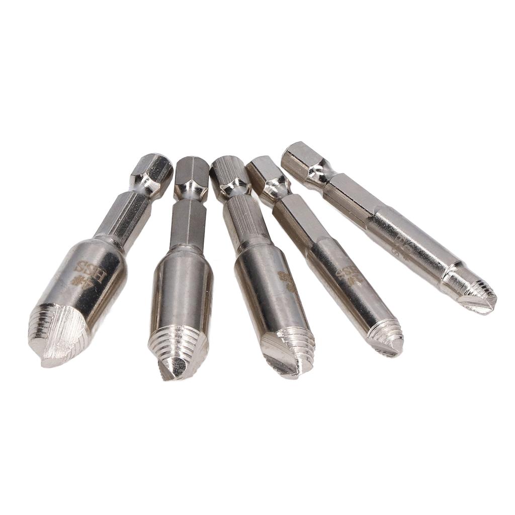5PcsSet Screw Extractor High Speed Steel Nickel Plated Bolts Remover for Broken Screws